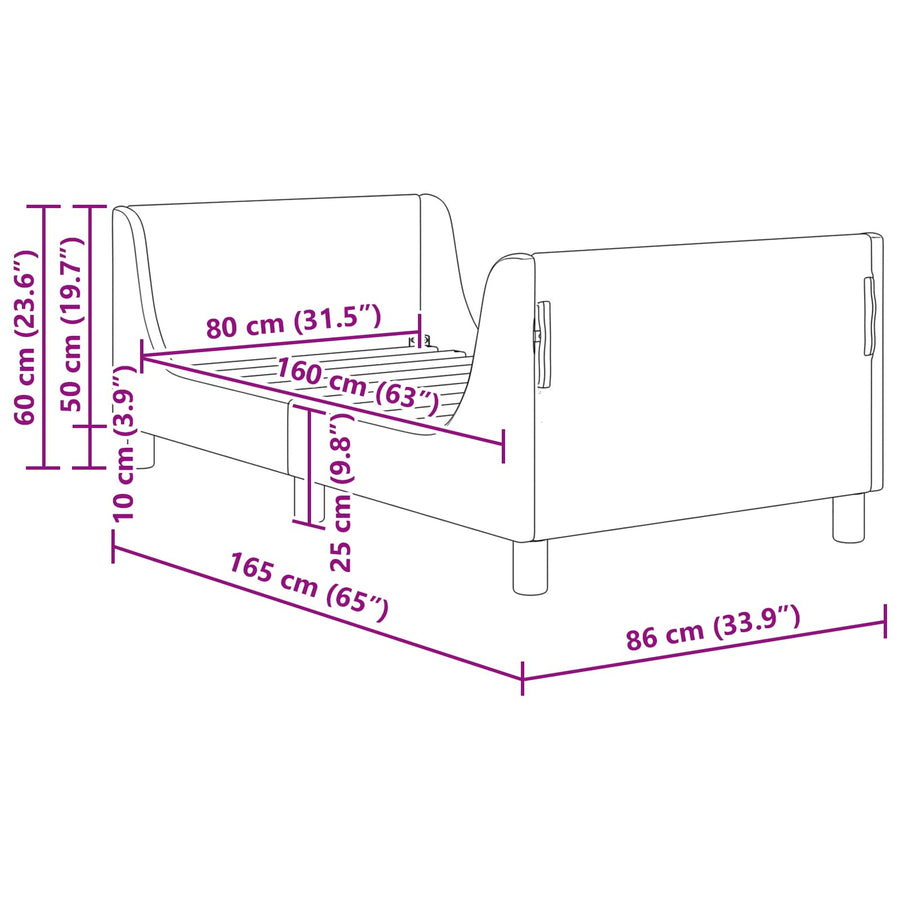 Bedframe voor kinderen met hoofdbord Roze 80 x 160 cm