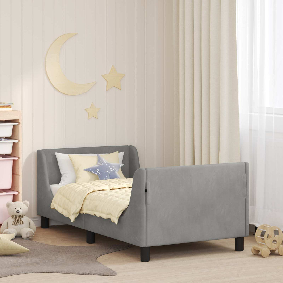 Bedframe voor kinderen met hoofdbord Lichtgrijs 80 x 160 cm