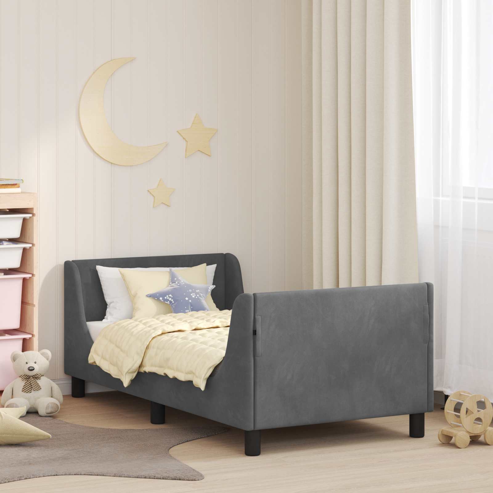 Bedframe voor kinderen met hoofdbord Donkergrijs 80 x 160 cm
