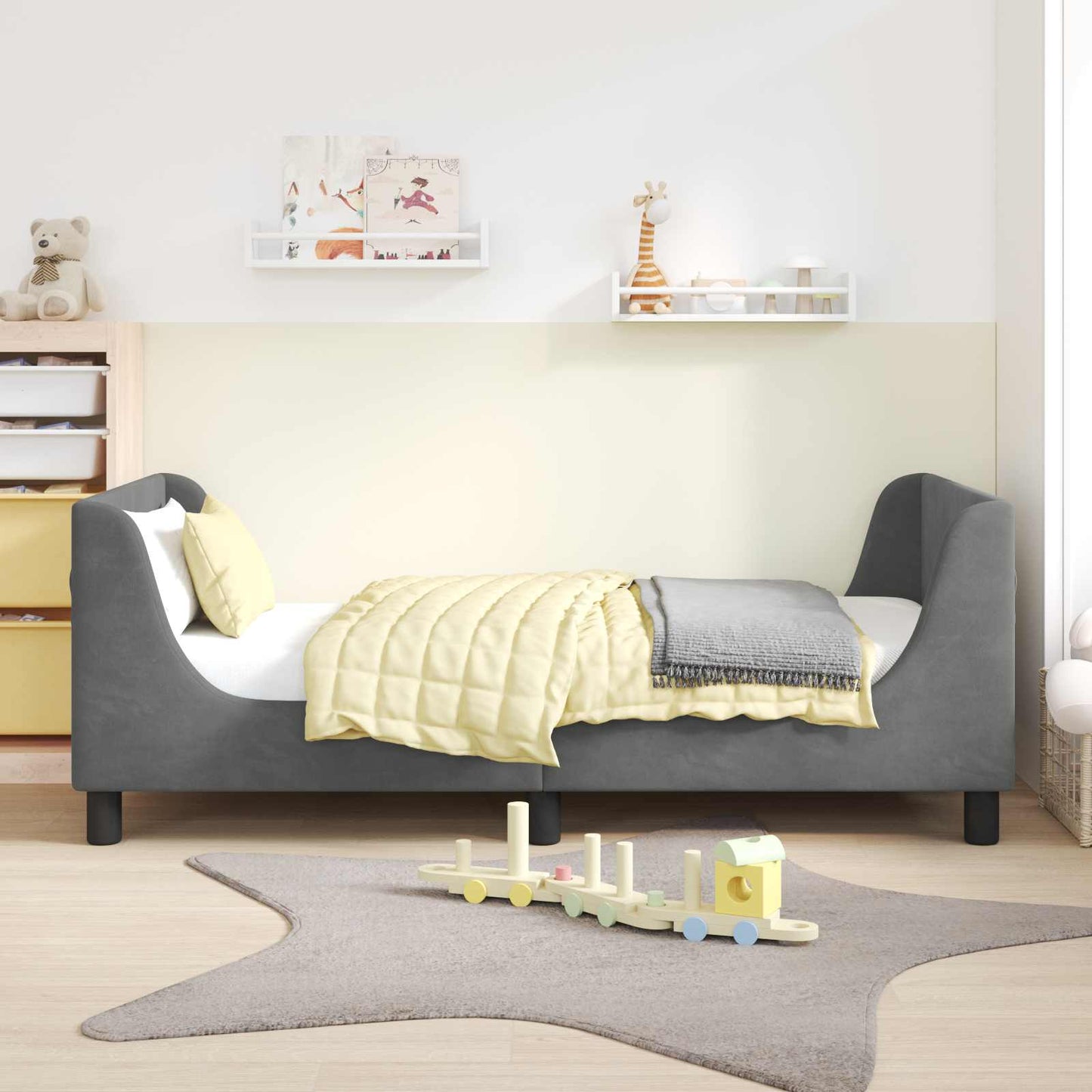 Bedframe voor kinderen met hoofdbord Donkergrijs 80 x 160 cm