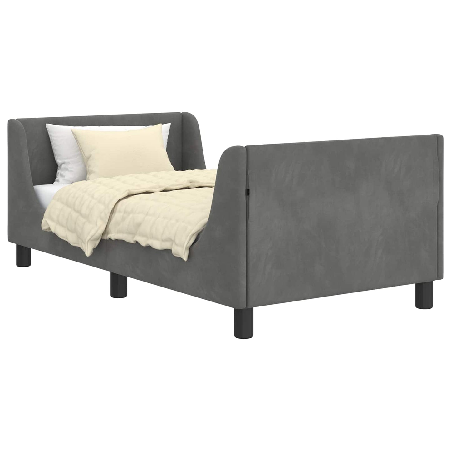 Bedframe voor kinderen met hoofdbord Donkergrijs 80 x 160 cm
