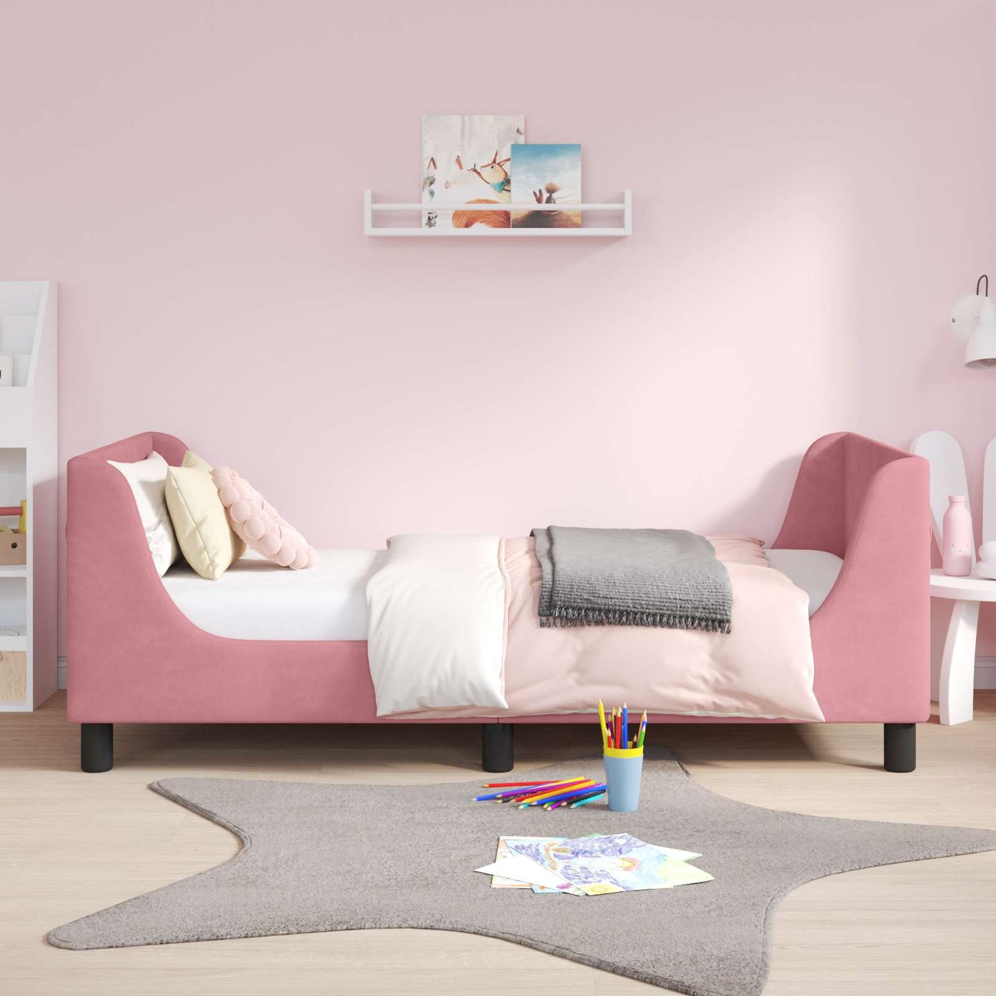Bedframe voor kinderen met hoofdbord Roze 80 x 160 cm Fluweel