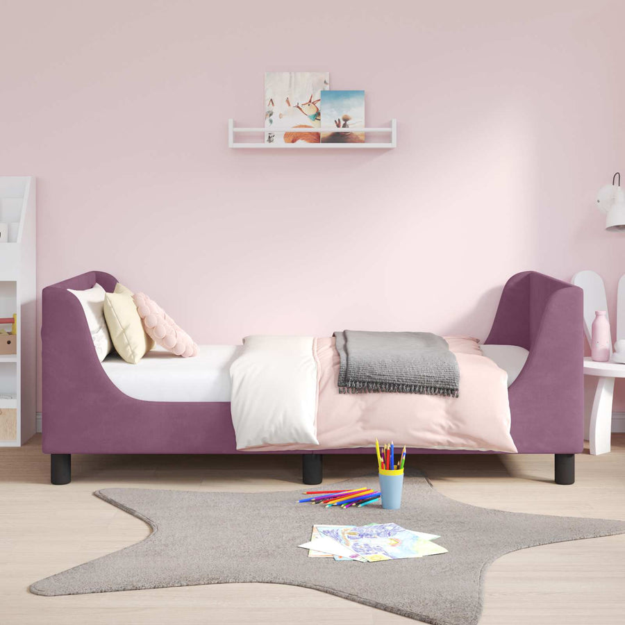 Bedframe voor kinderen met hoofdbord Paars 80 x 160 cm Fluweel