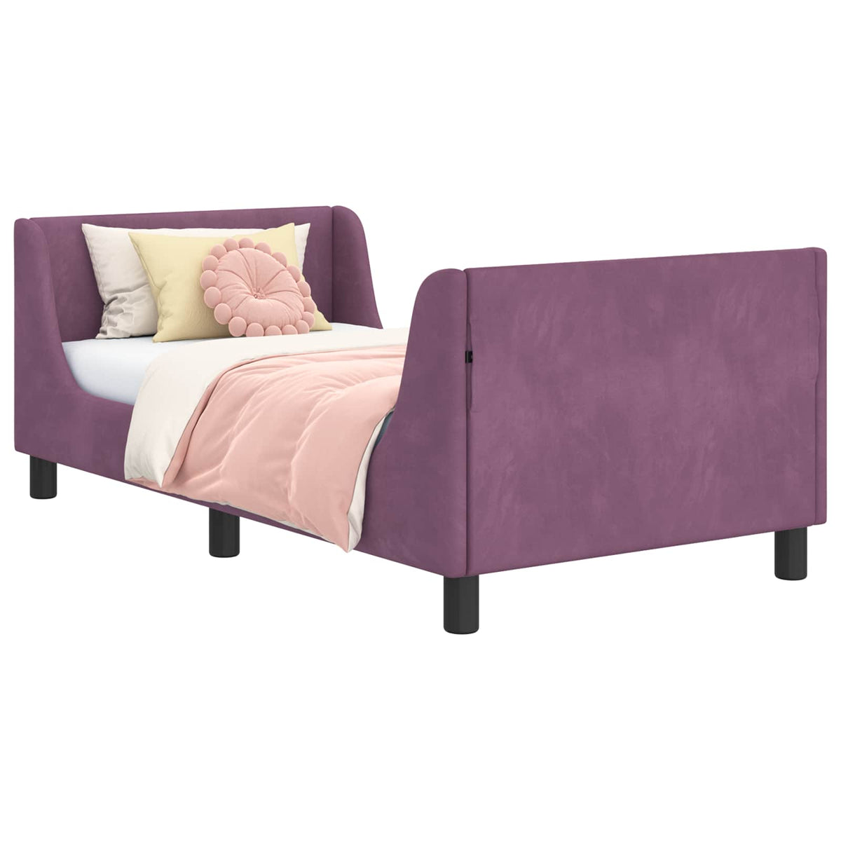 Bedframe voor kinderen met hoofdbord Paars 80 x 160 cm Fluweel