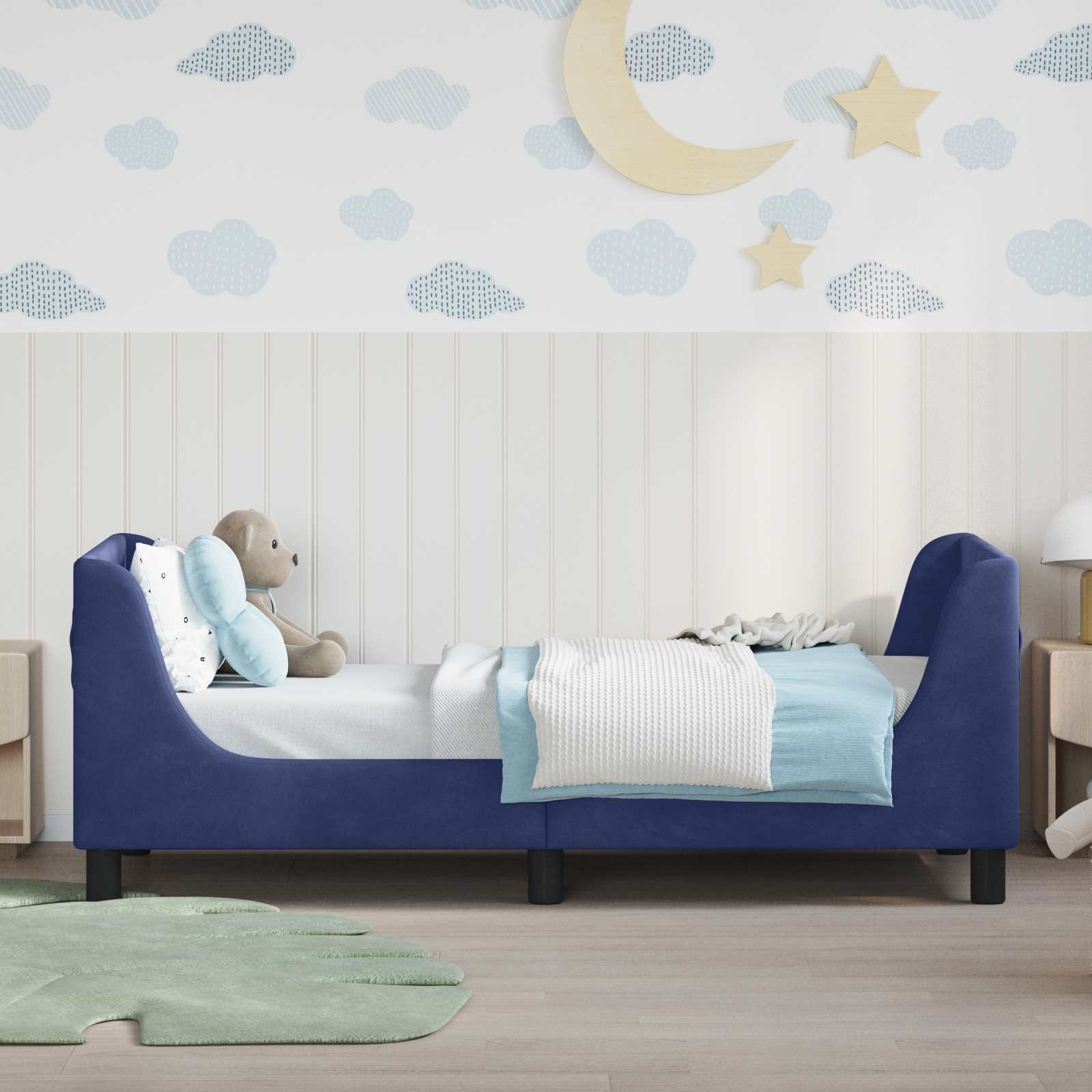 Bedframe voor kinderen met hoofdbord Politieblauw 80 x 160 cm
