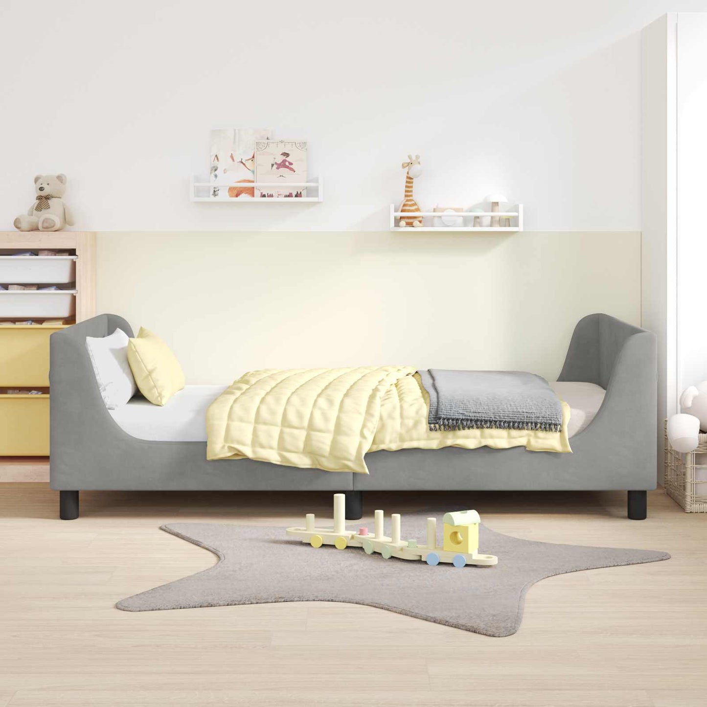 Bedframe voor kinderen met hoofdbord Lichtgrijs 80 x 200 cm