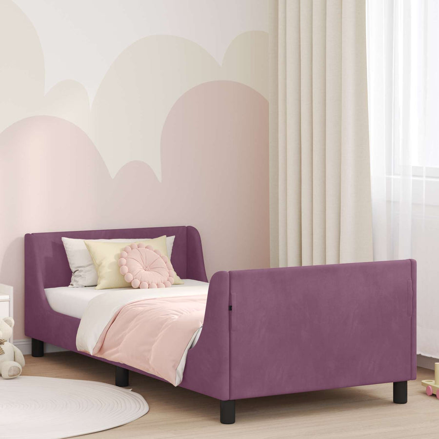 Bedframe voor kinderen met hoofdbord Paars 80 x 200 cm Fluweel