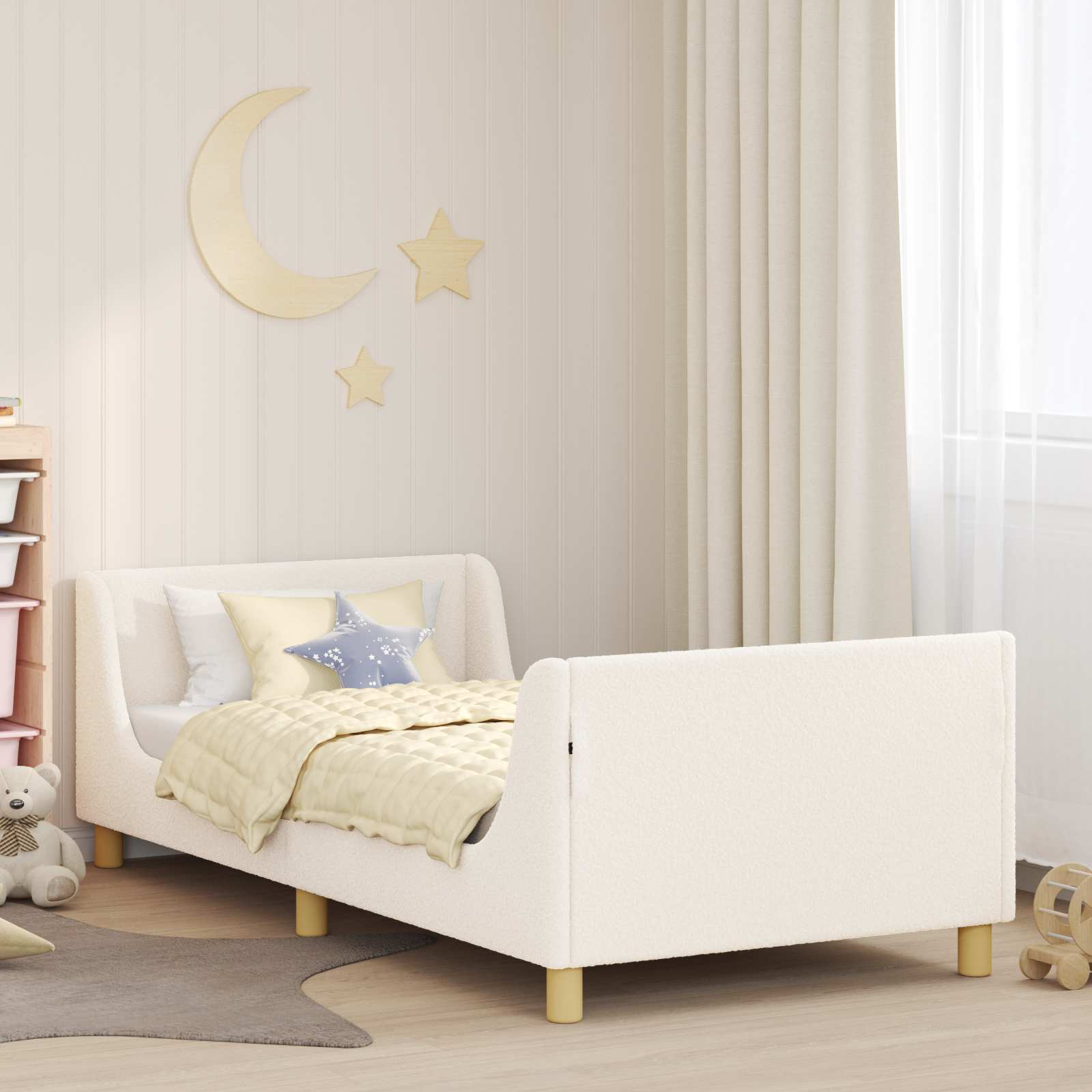 Bedframe voor kinderen met hoofdbord Crème 90 x 190 cm