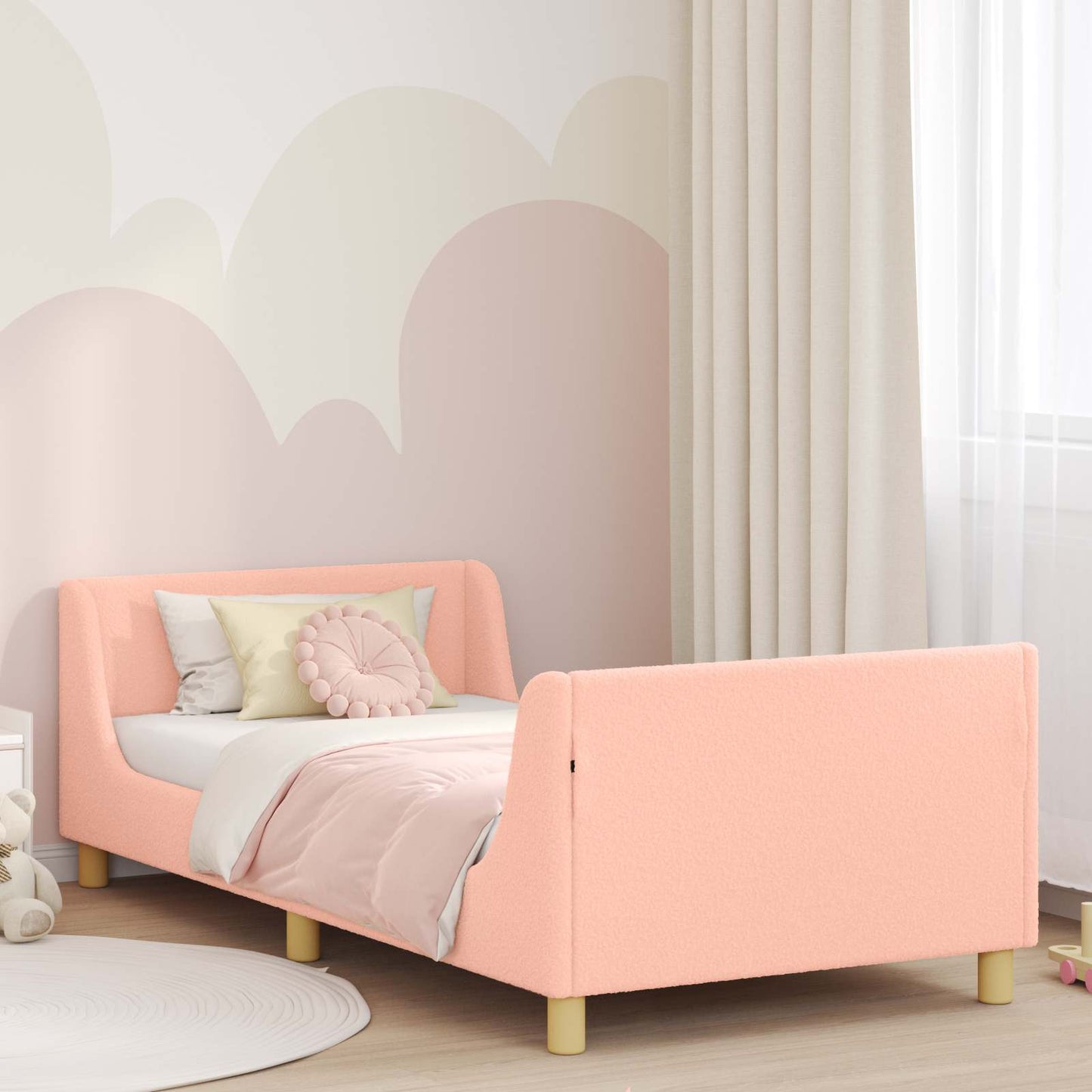 Bedframe voor kinderen met hoofdbord Roze 90 x 190 cm
