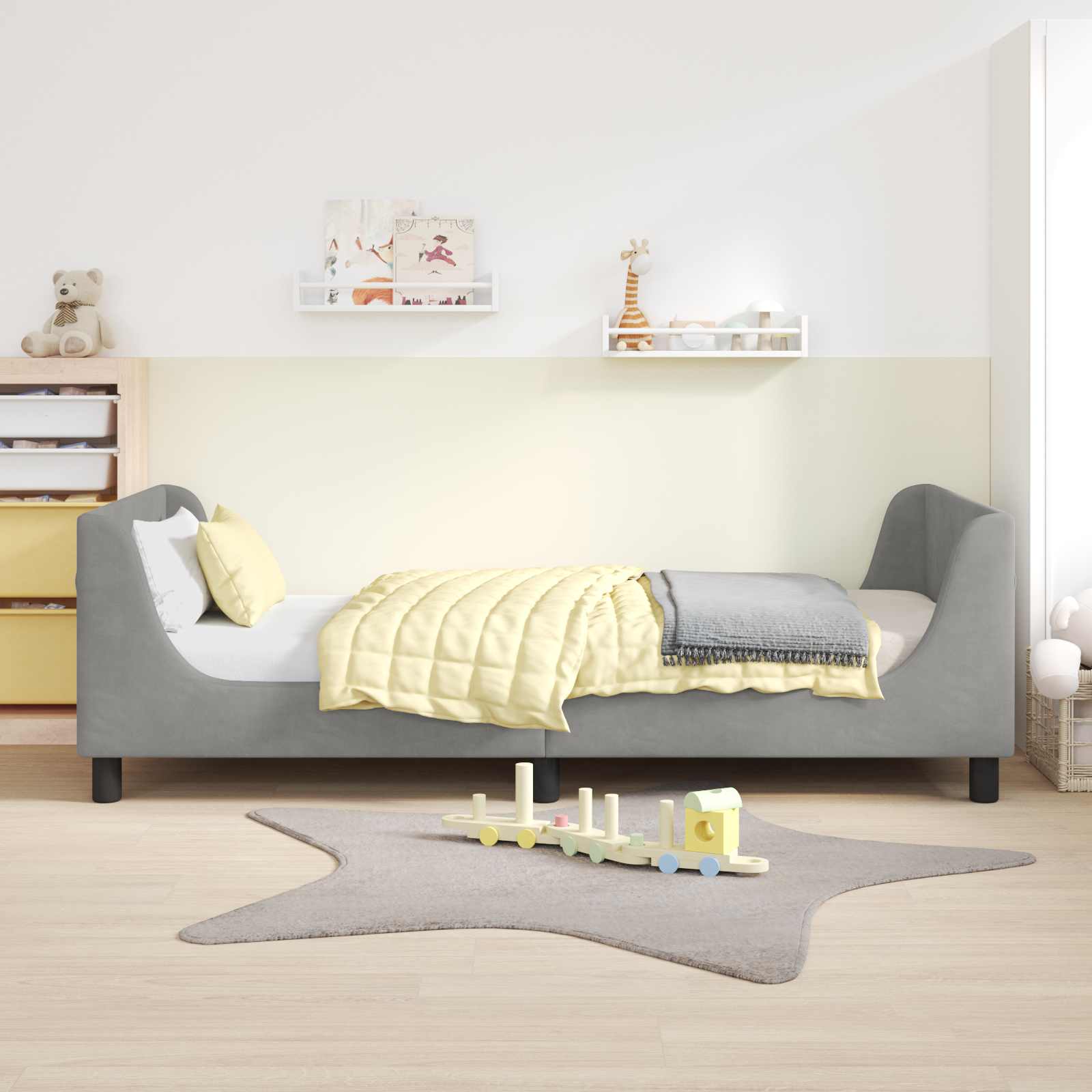Bedframe voor kinderen met hoofdbord Lichtgrijs 90 x 190 cm