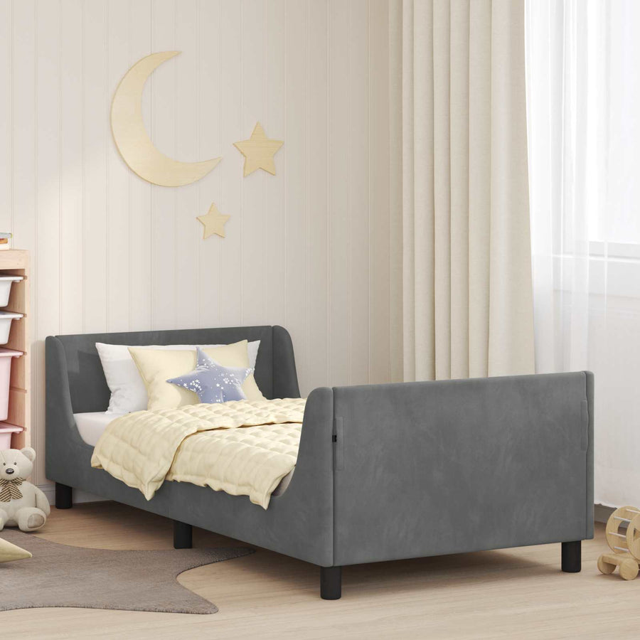 Bedframe voor kinderen met hoofdbord Donkergrijs 90 x 190 cm