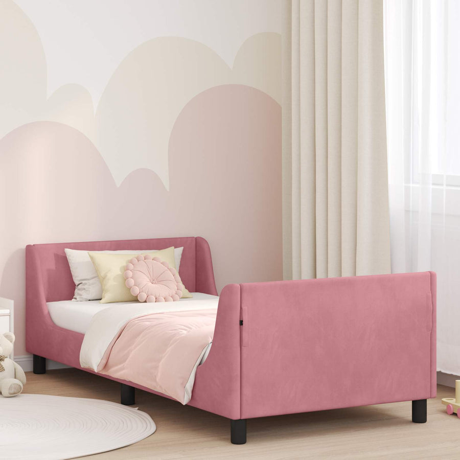 Bedframe voor kinderen met hoofdbord Roze 90 x 190 cm Fluweel