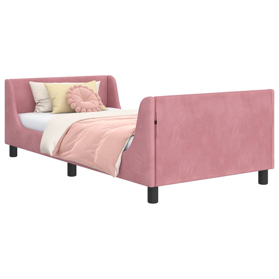 Bedframe voor kinderen met hoofdbord Roze 90 x 190 cm Fluweel