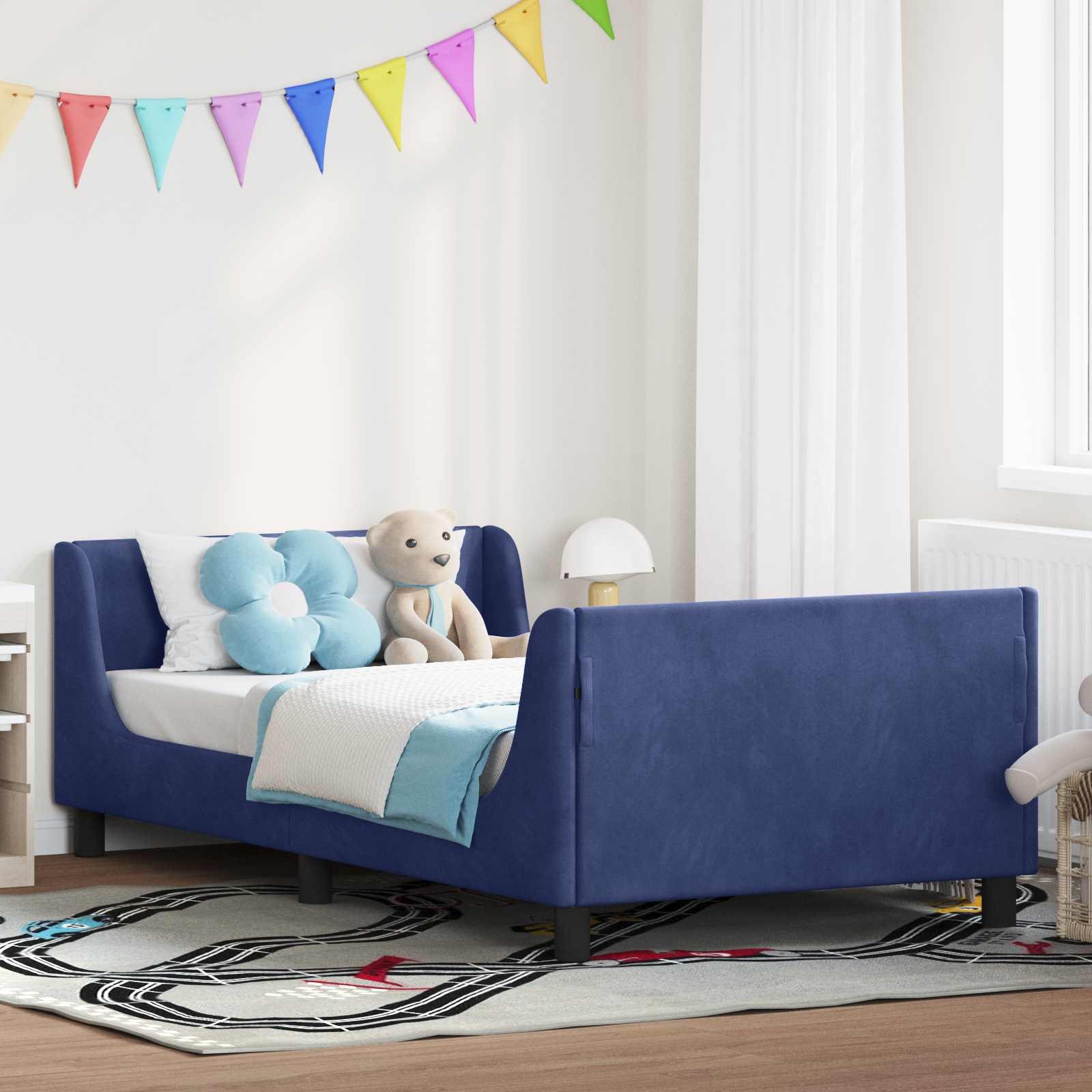 Bedframe voor kinderen met hoofdbord Politieblauw 90 x 190 cm