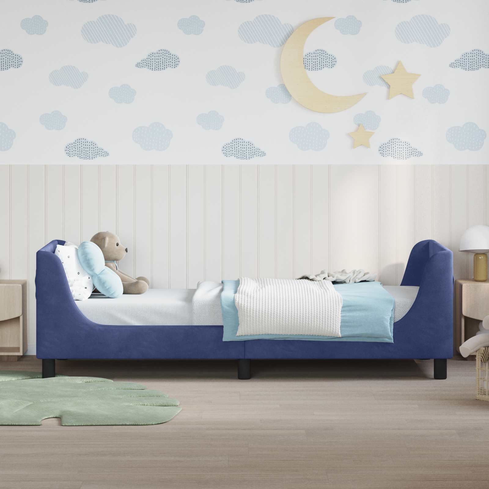Bedframe voor kinderen met hoofdbord Politieblauw 90 x 190 cm