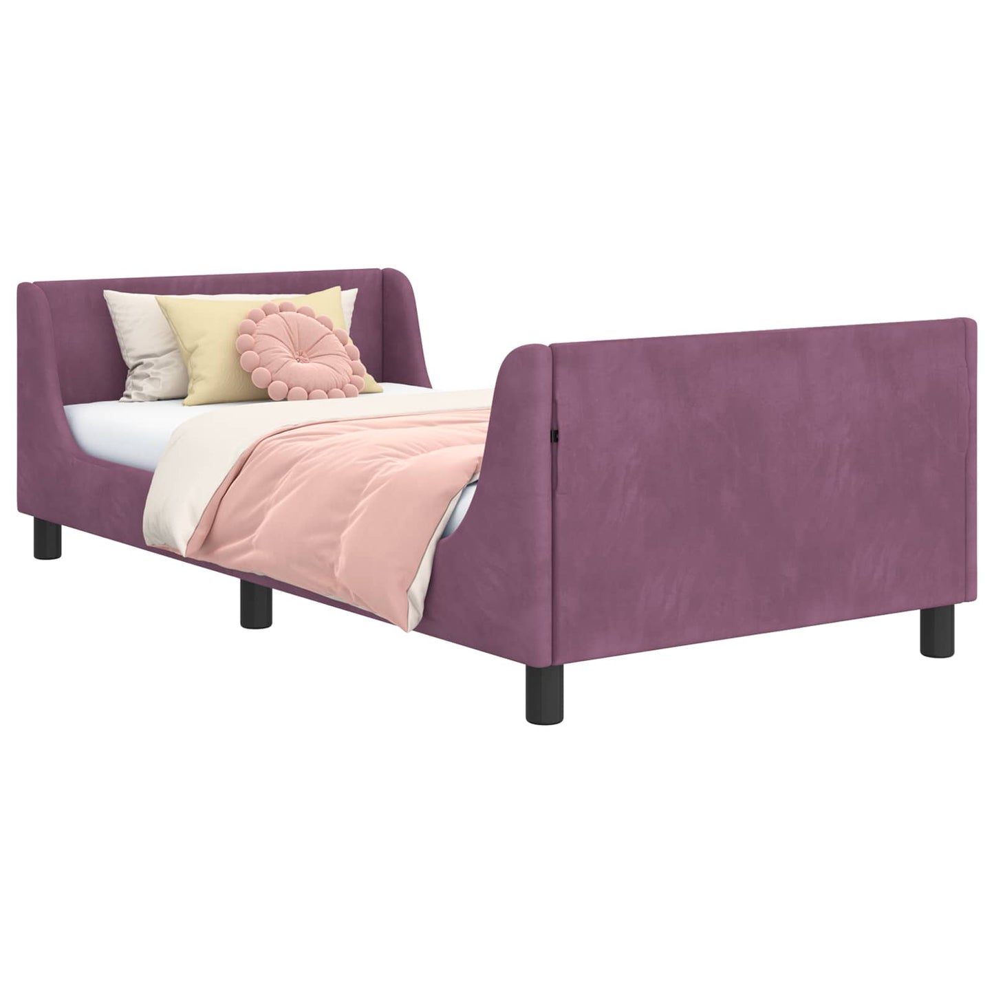 Bedframe voor kinderen met hoofdbord Paars 90 x 200 cm Fluweel