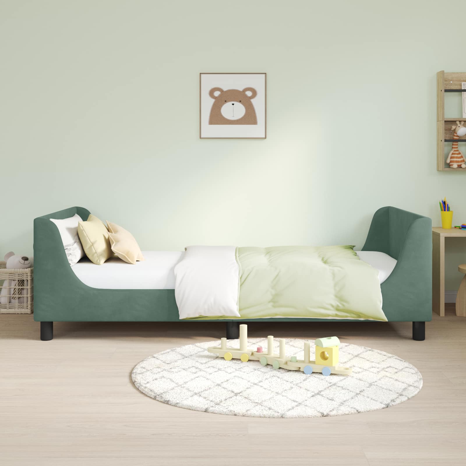 Bedframe voor kinderen met hoofdbord Zeegroen 90 x 200 cm