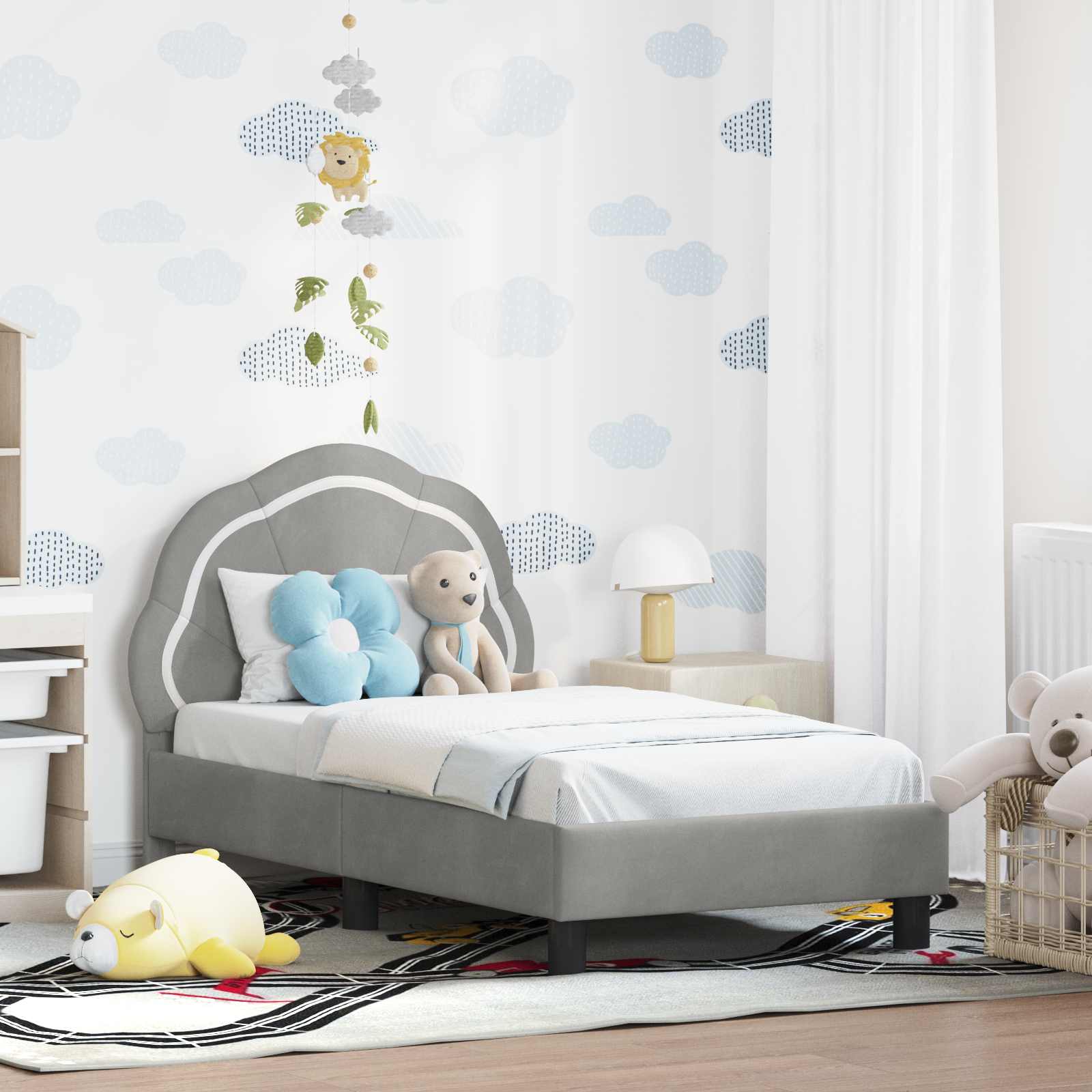 Peuterbedframe met hoofdbord Lichtgrijs 70 x 140 cm Fluweel