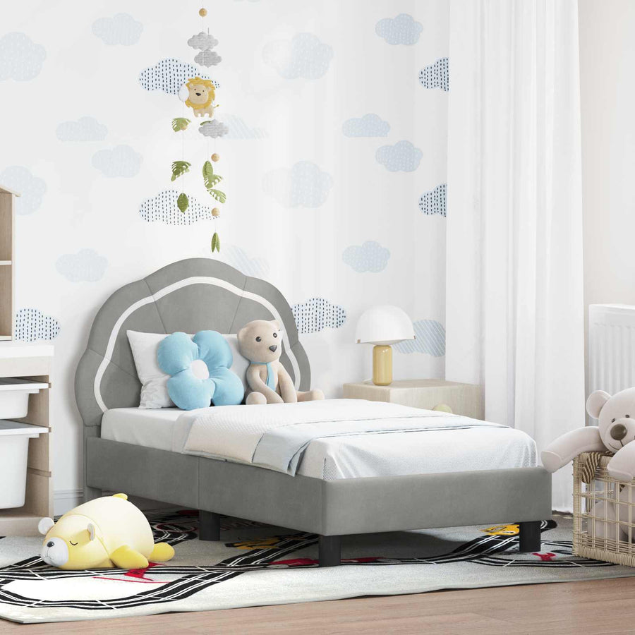 Peuterbedframe met hoofdbord Lichtgrijs 70 x 140 cm Fluweel