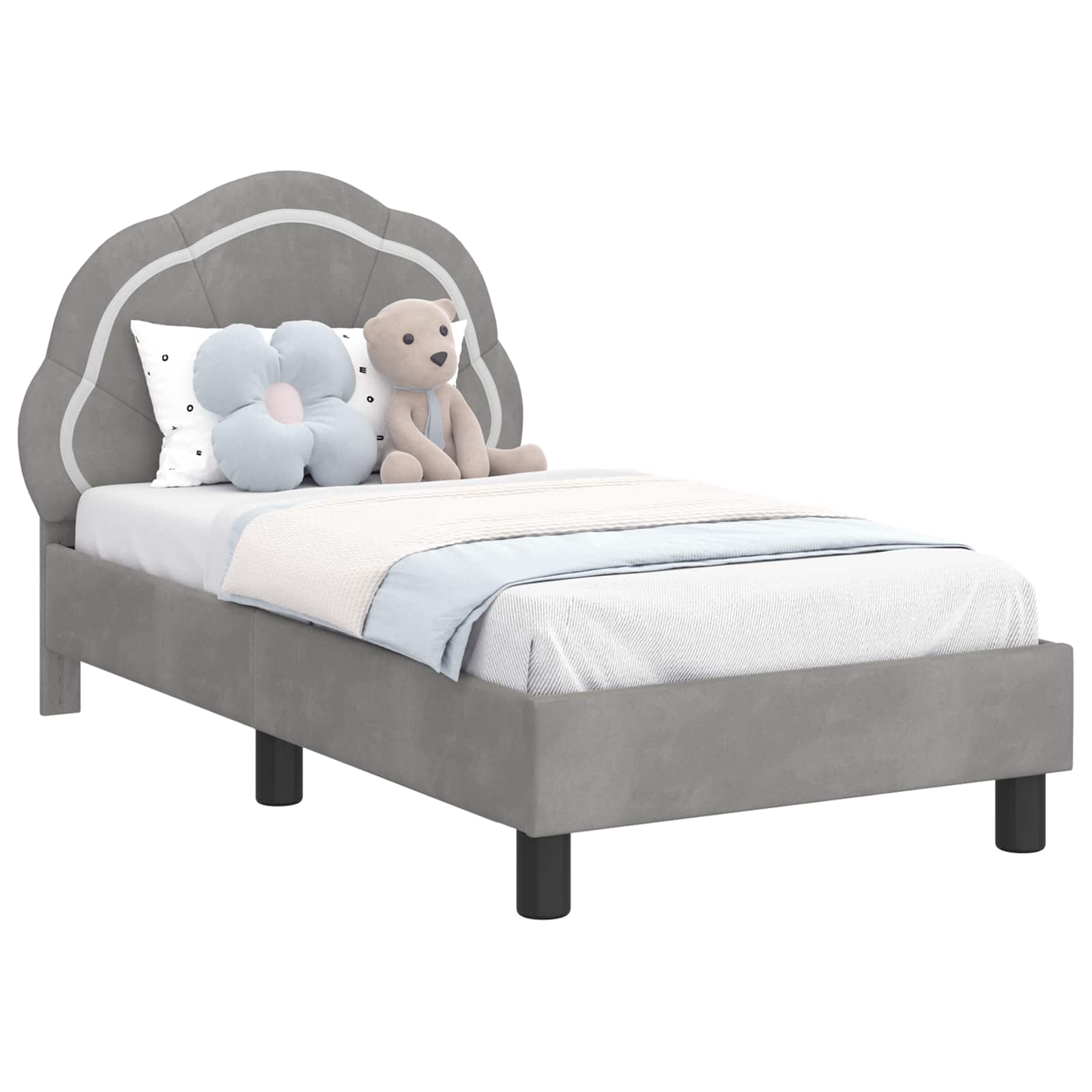 Peuterbedframe met hoofdbord Lichtgrijs 70 x 140 cm Fluweel
