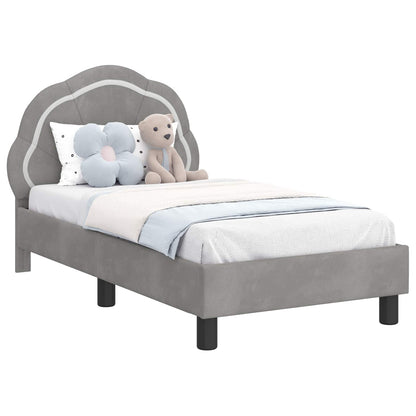 Peuterbedframe met hoofdbord Lichtgrijs 70 x 140 cm Fluweel
