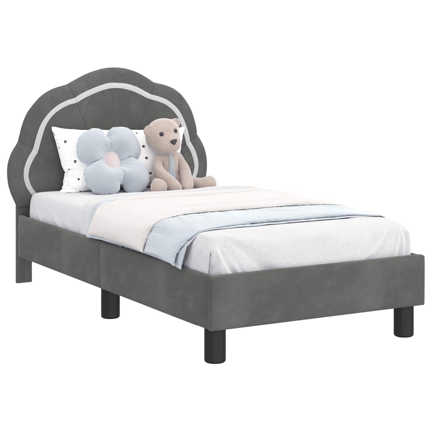 Peuterbedframe met hoofdbord Donkergrijs 70 x 140 cm Fluweel
