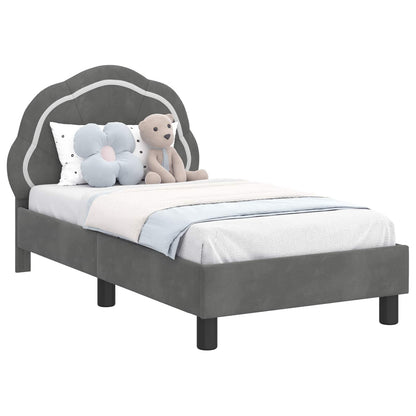 Peuterbedframe met hoofdbord Donkergrijs 70 x 140 cm Fluweel