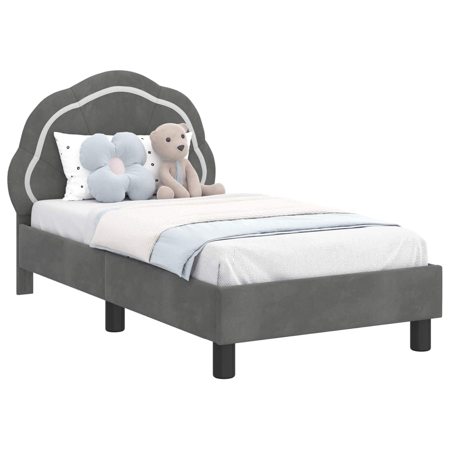 Peuterbedframe met hoofdbord Donkergrijs 70 x 140 cm Fluweel