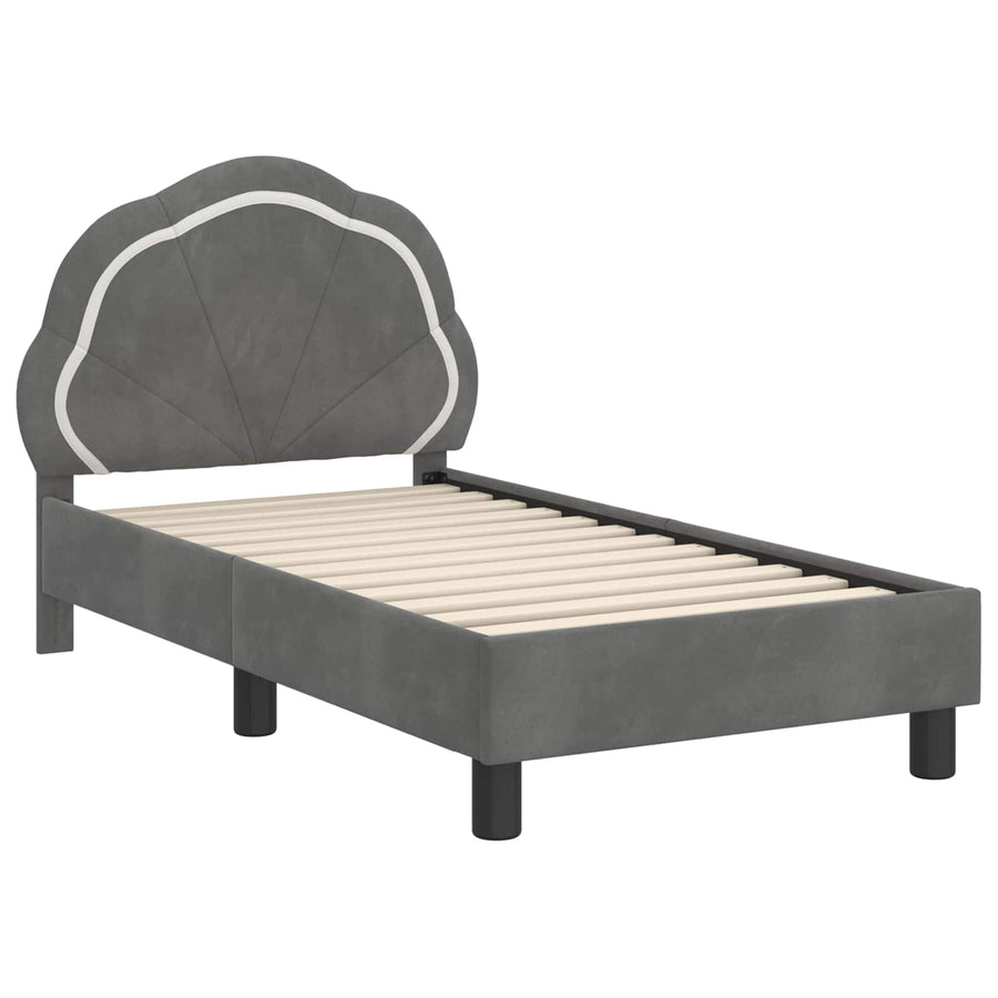 Peuterbedframe met hoofdbord Donkergrijs 70 x 140 cm Fluweel