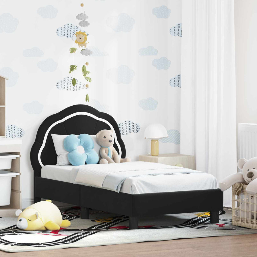 Peuterbedframe met hoofdbord Zwart 70 x 140 cm Fluweel