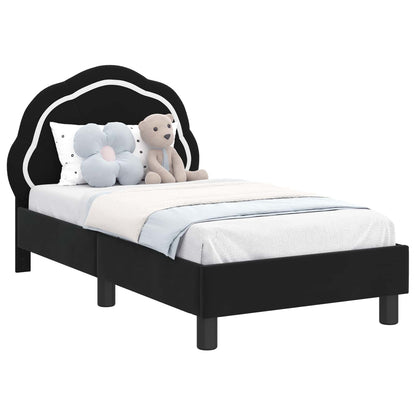 Peuterbedframe met hoofdbord Zwart 70 x 140 cm Fluweel