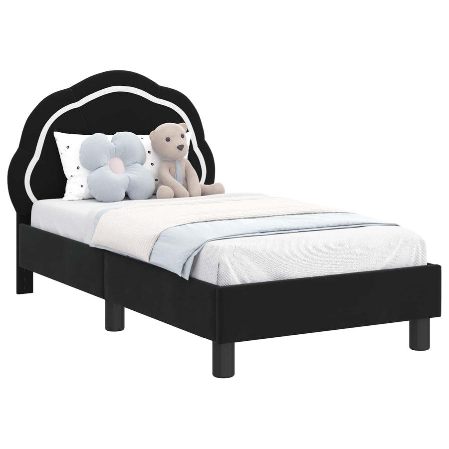 Peuterbedframe met hoofdbord Zwart 70 x 140 cm Fluweel
