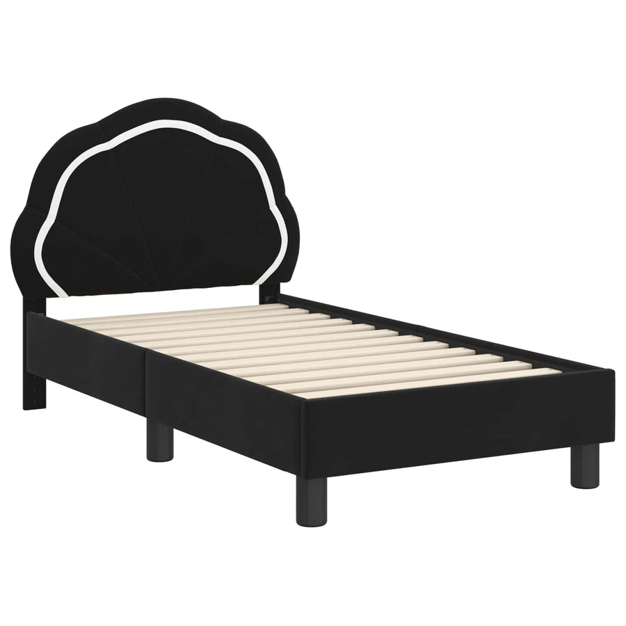Peuterbedframe met hoofdbord Zwart 70 x 140 cm Fluweel