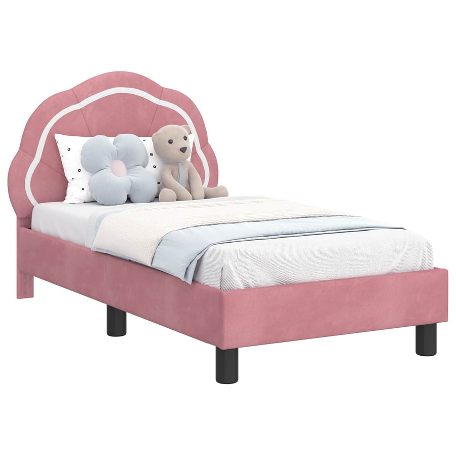 Peuterbedframe met hoofdbord Roze 70 x 140 cm Fluweel