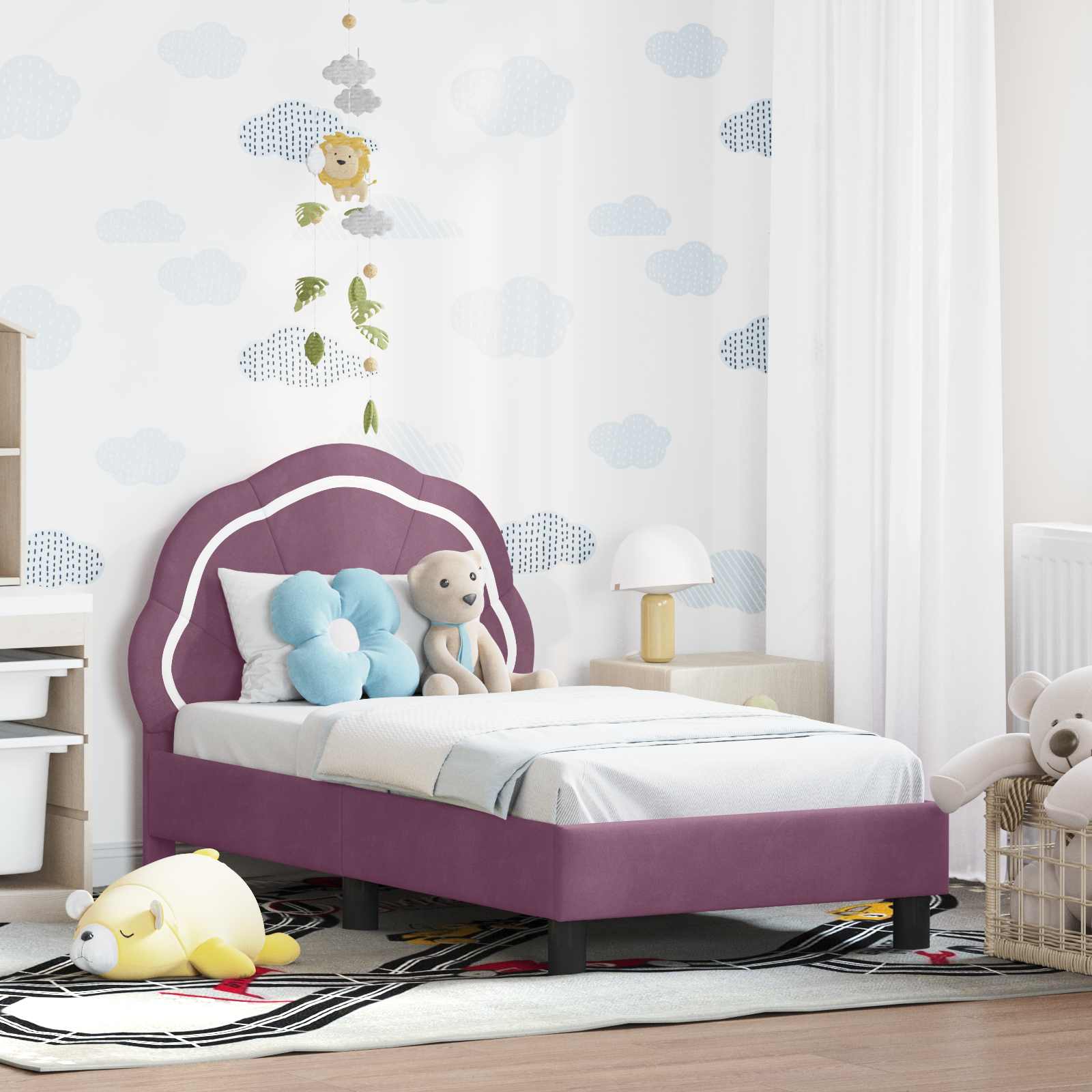 Peuterbedframe met hoofdbord Paars 70 x 140 cm Fluweel