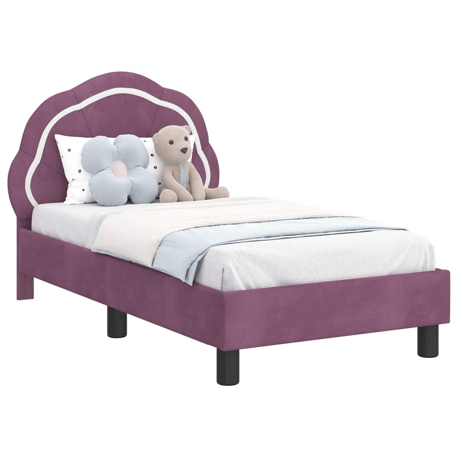 Peuterbedframe met hoofdbord Paars 70 x 140 cm Fluweel