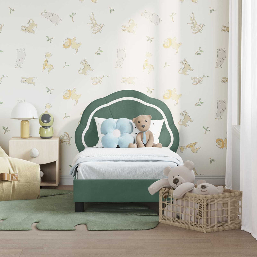 Peuterbedframe met hoofdbord Zeegroen 70 x 140 cm Fluweel