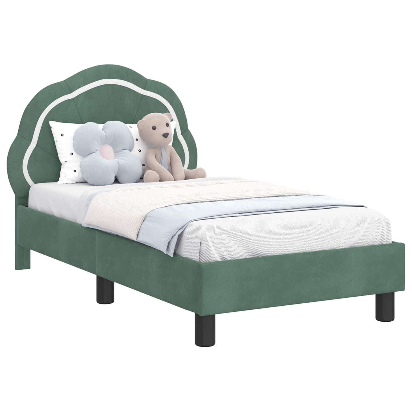 Peuterbedframe met hoofdbord Zeegroen 70 x 140 cm Fluweel