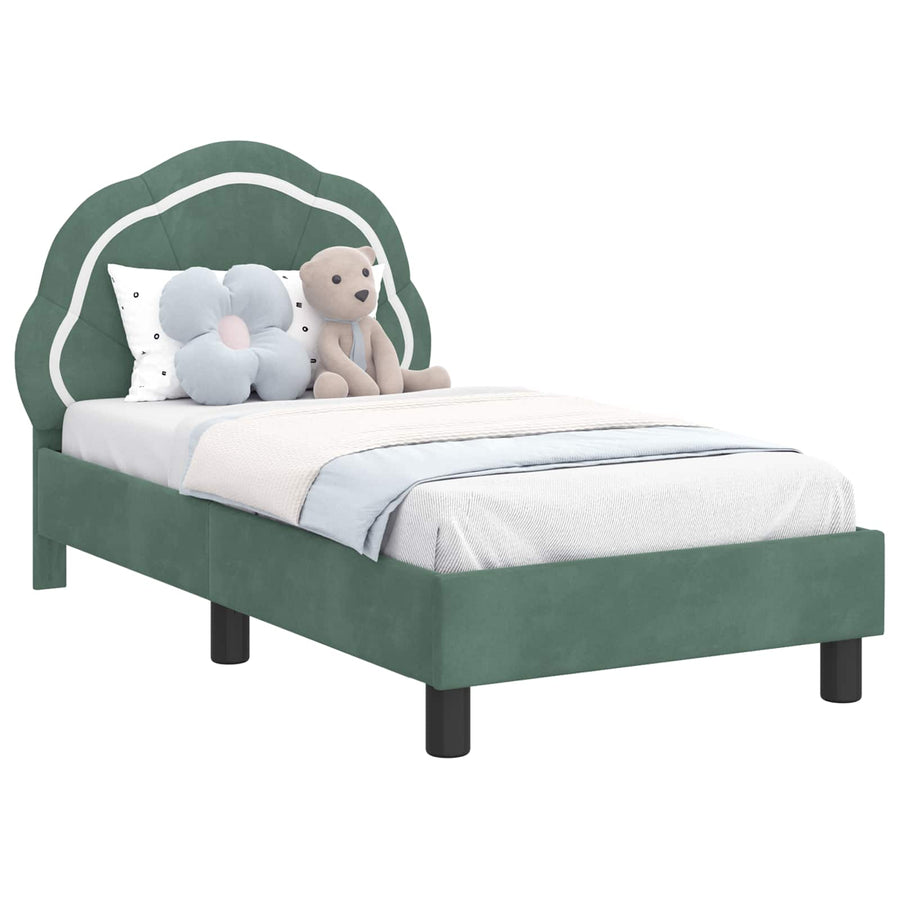 Peuterbedframe met hoofdbord Zeegroen 70 x 140 cm Fluweel