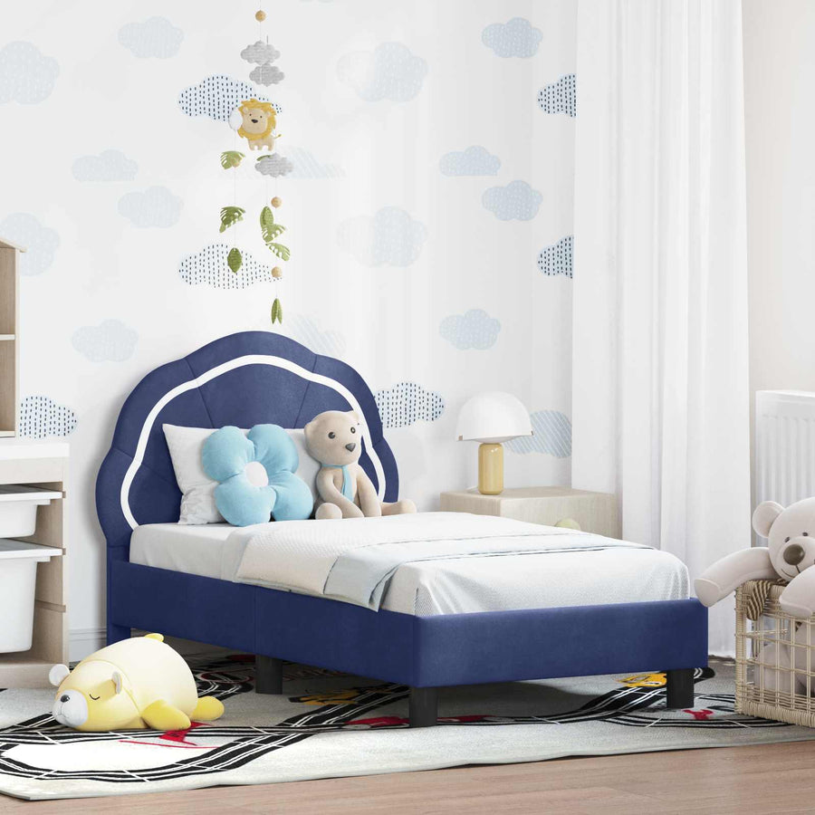 Peuterbedframe met hoofdbord Politieblauw 70 x 140 cm Fluweel