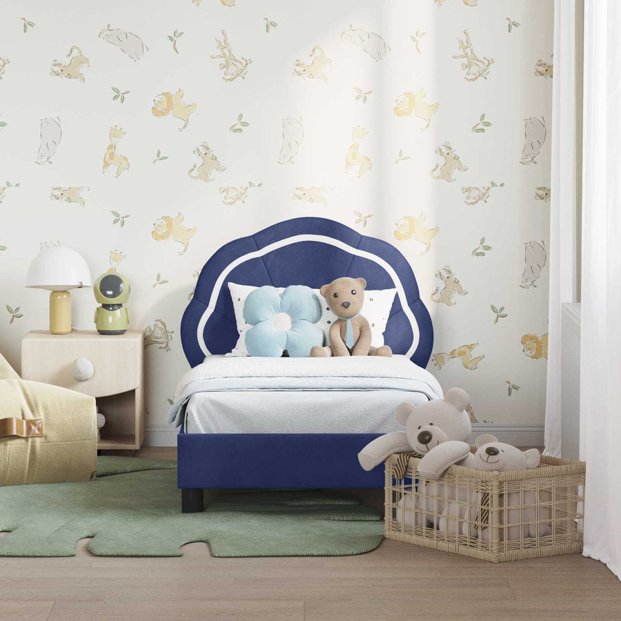 Peuterbedframe met hoofdbord Politieblauw 70 x 140 cm Fluweel