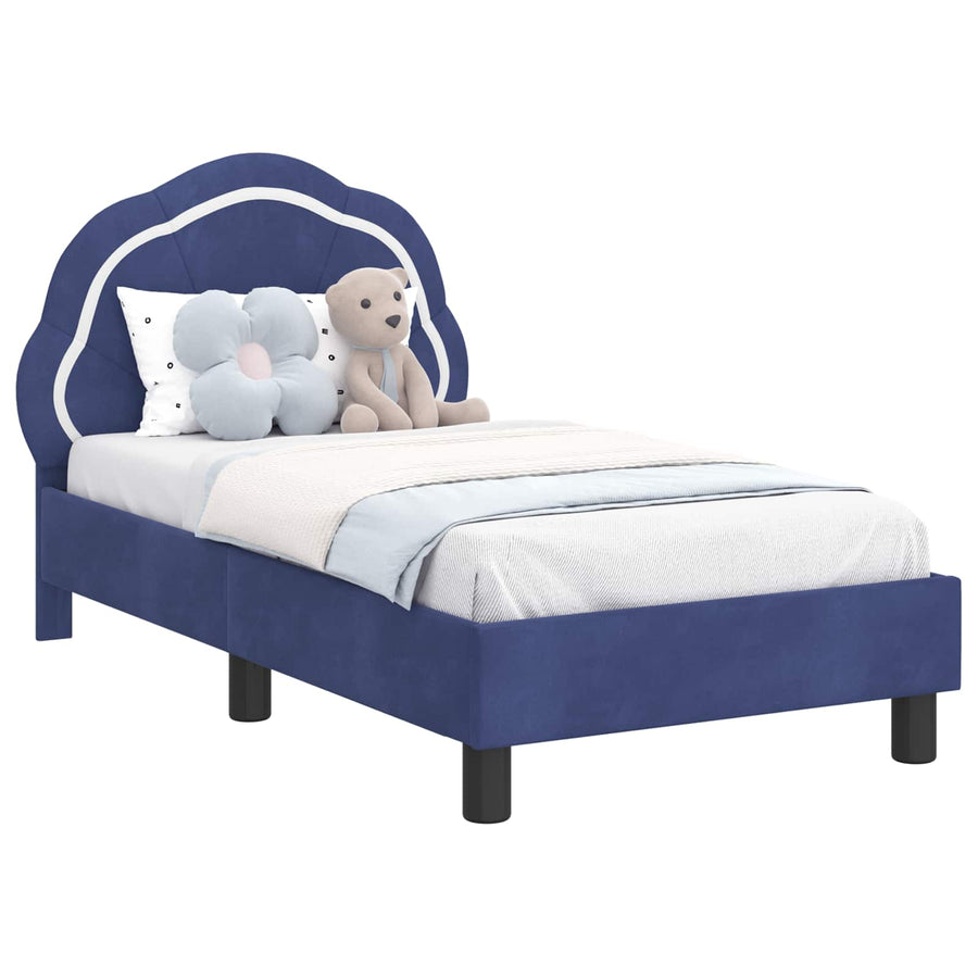 Peuterbedframe met hoofdbord Politieblauw 70 x 140 cm Fluweel