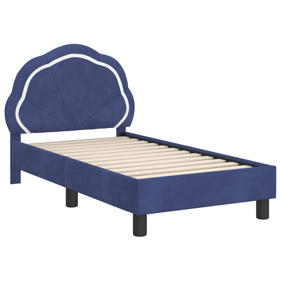 Peuterbedframe met hoofdbord Politieblauw 70 x 140 cm Fluweel