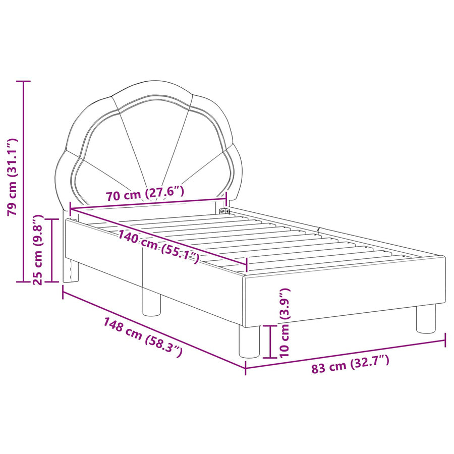 Peuterbedframe met hoofdbord Politieblauw 70 x 140 cm Fluweel