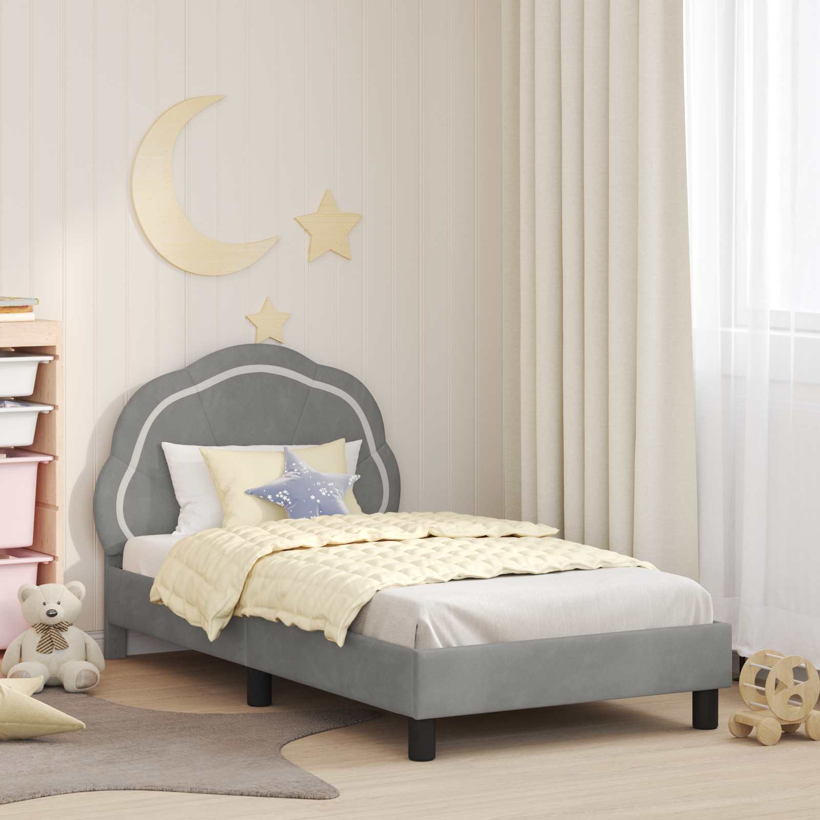 Bedframe voor kinderen met hoofdbord Lichtgrijs 80 x 160 cm