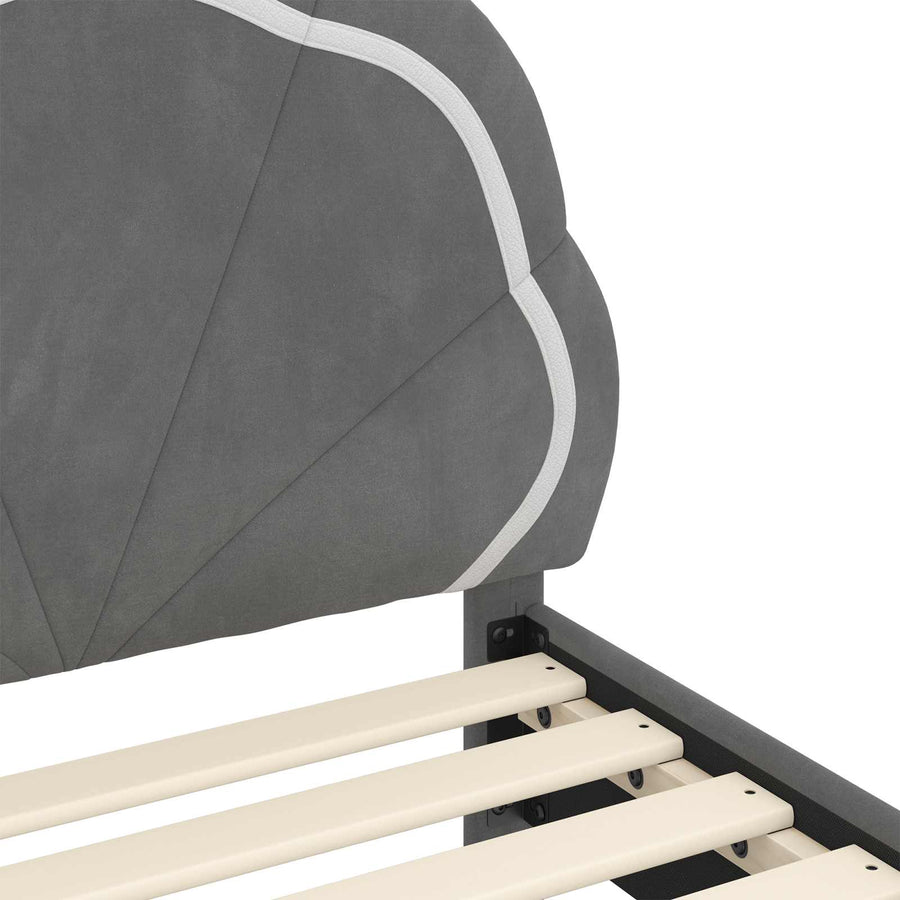 Bedframe voor kinderen met hoofdbord Donkergrijs 80 x 160 cm