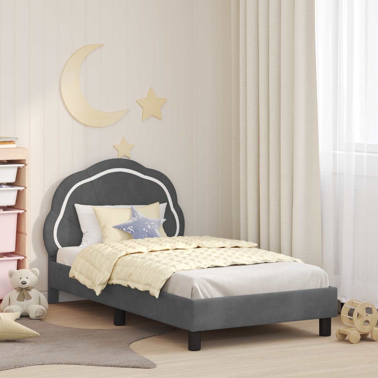 Bedframe voor kinderen met hoofdbord Donkergrijs 80 x 160 cm