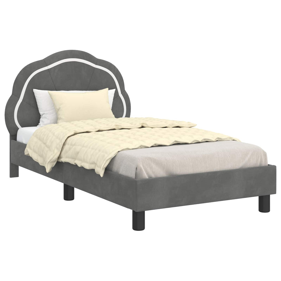 Bedframe voor kinderen met hoofdbord Donkergrijs 80 x 160 cm