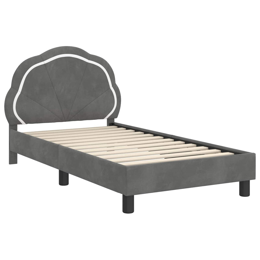 Bedframe voor kinderen met hoofdbord Donkergrijs 80 x 160 cm