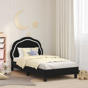 Kinderbedframe 80x160 cm zwart fluweel met hoofdbord